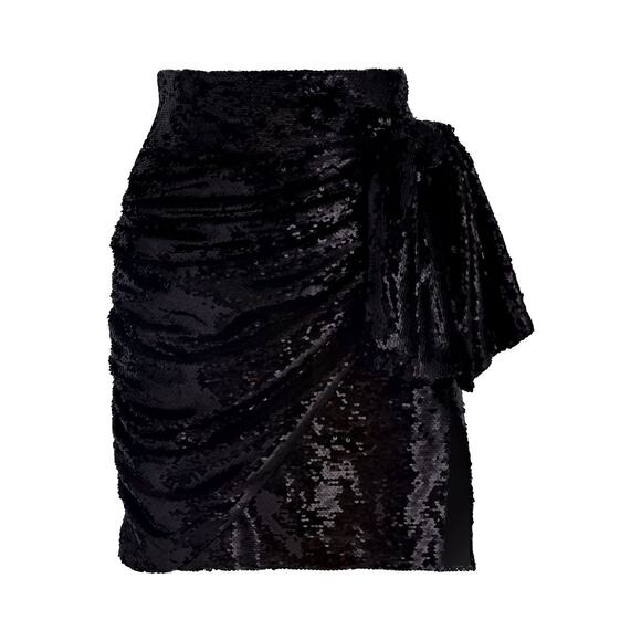 16Arlington Sequin Bow Mini Skirt Black Size 4 Statement Party Designer Sparkle - Picture 2 of 11